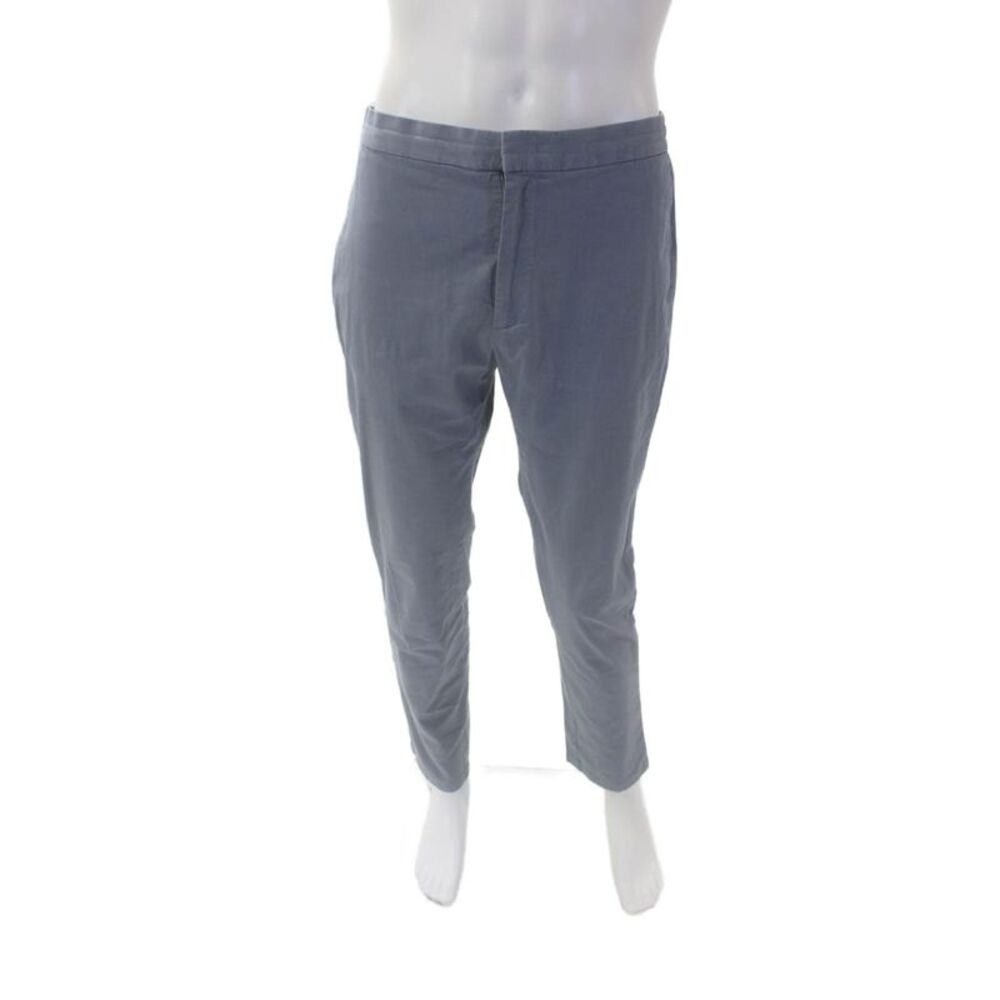 Spoke Mens Cotton Drawstring Flat Front Straight Leg Gray Blue Size 34